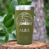 Military Green Basketball Tumbler With Hoops Obsession In Words Design