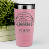 Salmon Basketball Tumbler With Hoops Obsession In Words Design