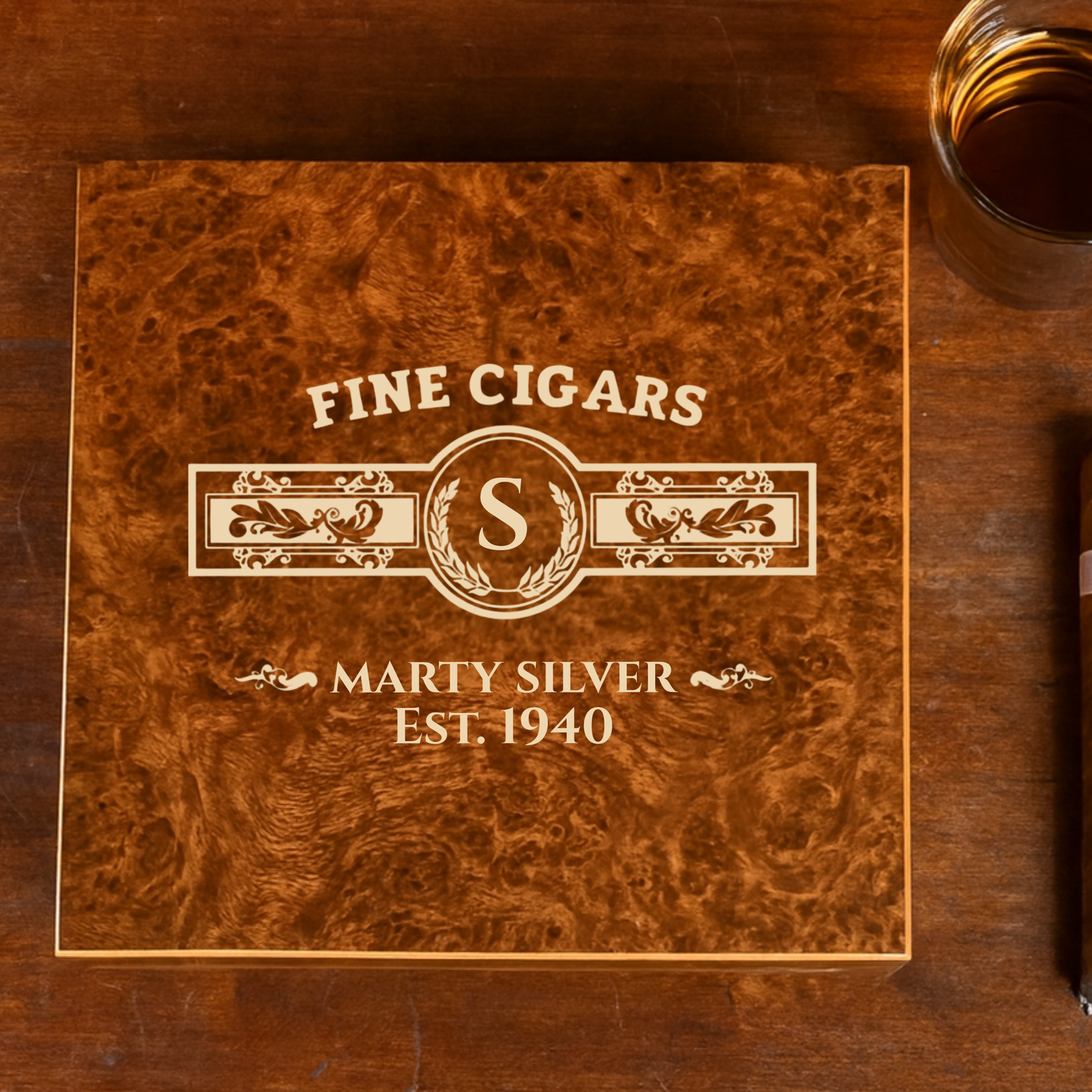 Cedar & Ash Personalized Cigar Humidor