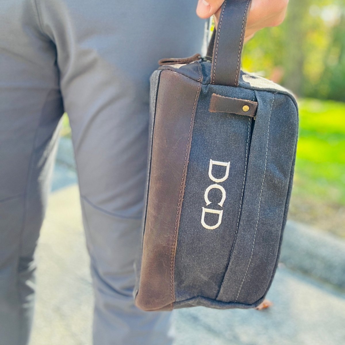 Unique Personalized Waxed Up Dopp Bag Customized Toiletry Bag Gifts for Men by Groovy Guy