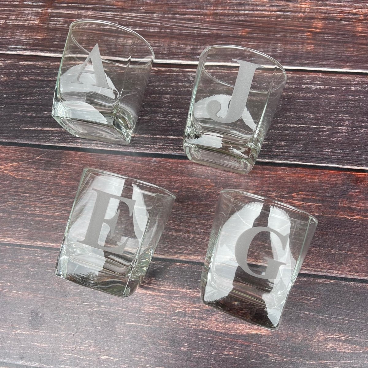 Unique Personalized Monogram Whiskey Glass Set Customized Whiskey Glass Set Gifts for Men by Groovy Guy