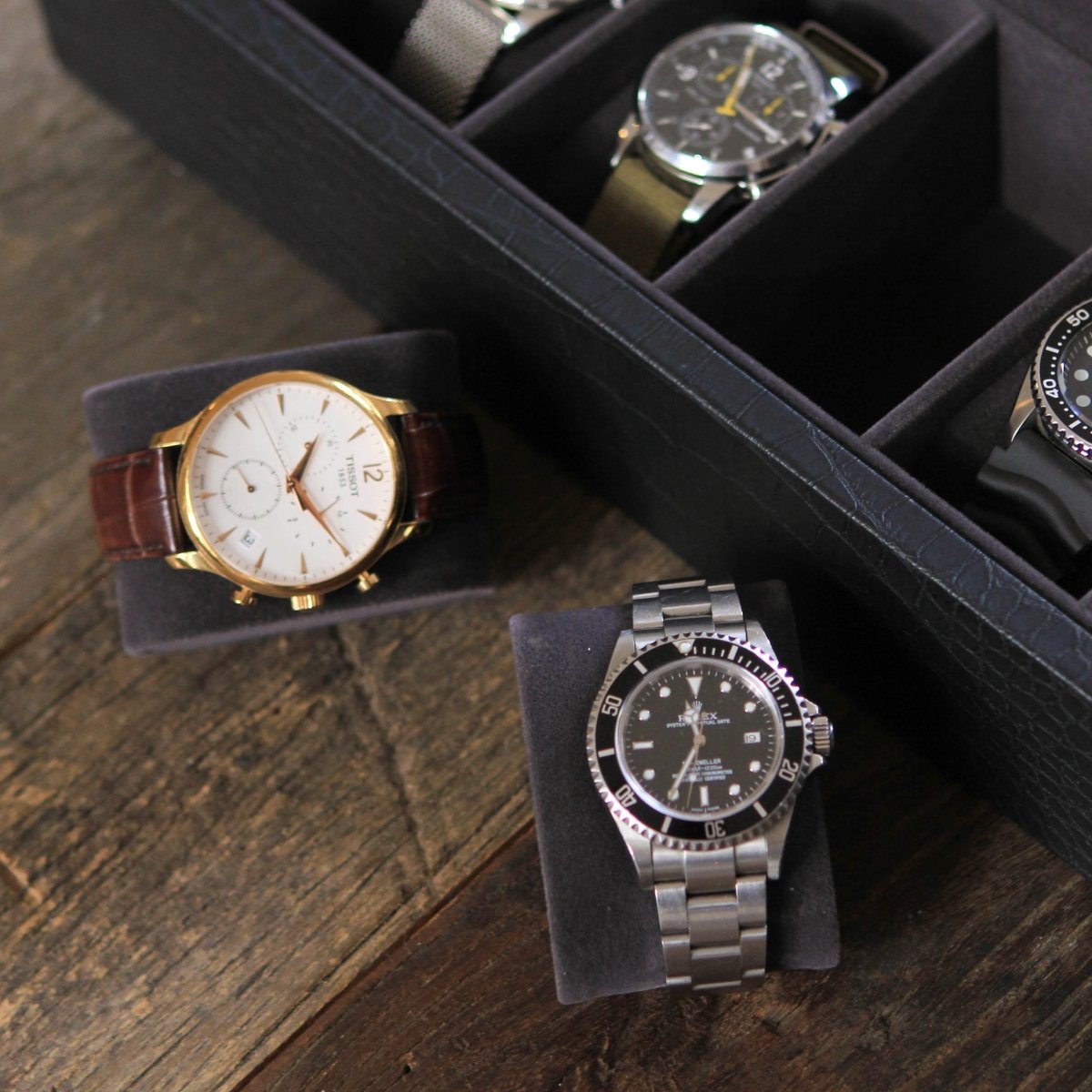 Unique Personalized Faux Crocodile Watch Box - 6 Slot Customized watch box Gifts for Men by Groovy Guy