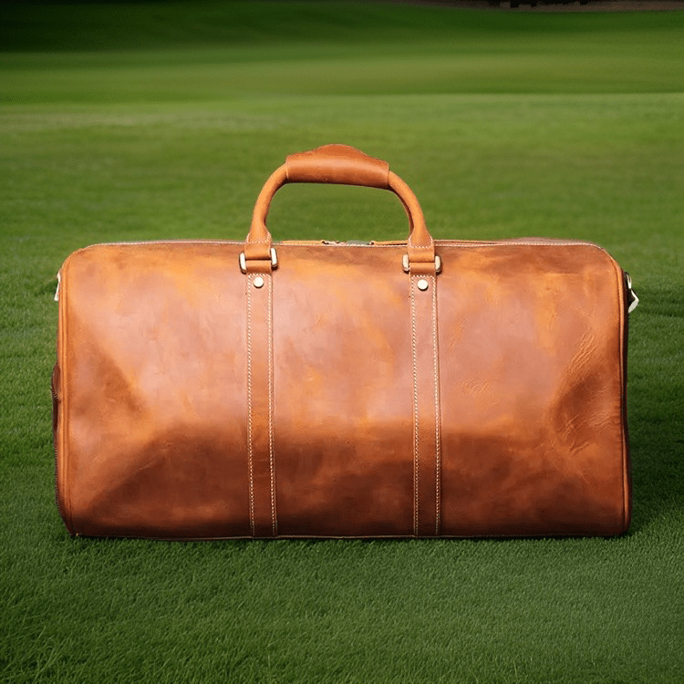 Unique Personalized Luxe Leather Duffel Bag Customized Duffle Bag Gifts for Men by Groovy Guy
