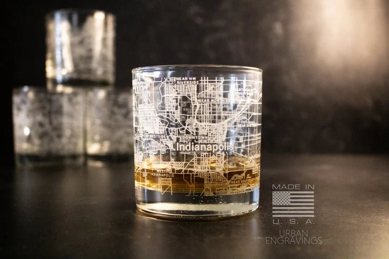 Unique Personalized City Map Rocks Glass Customized Whiskey Glass Gifts for Men by Groovy Guy