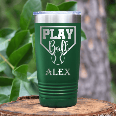 Green Baseball Tumbler With Its Game Time Design