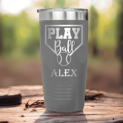 Grey Baseball Tumbler With Its Game Time Design