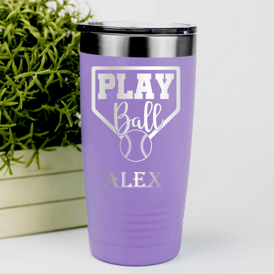 Light Purple Baseball Tumbler With Its Game Time Design