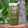 Military Green Baseball Tumbler With Its Game Time Design
