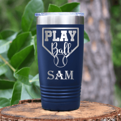 Navy Baseball Tumbler With Its Game Time Design