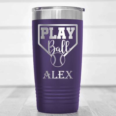 Purple Baseball Tumbler With Its Game Time Design