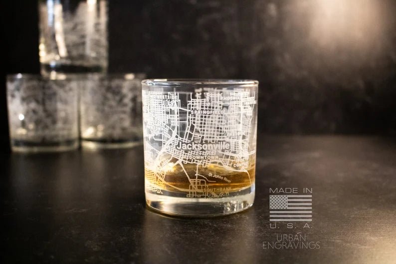 Unique Personalized City Map Rocks Glass Customized Whiskey Glass Gifts for Men by Groovy Guy