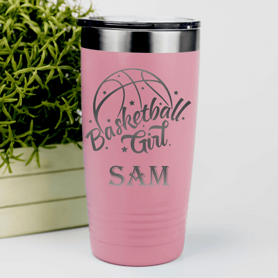 Salmon Basketball Tumbler With Lady Of The Court Design