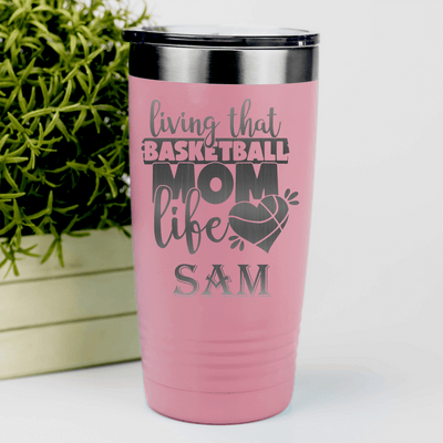 Salmon Basketball Tumbler With Life As A Hoops Mom Design