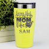 Yellow Basketball Tumbler With Life As A Hoops Mom Design