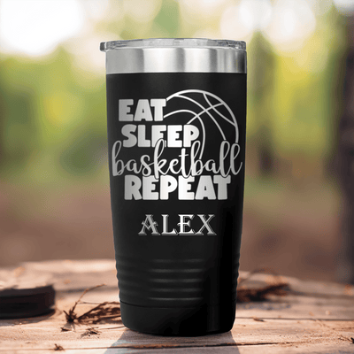 Black Basketball Tumbler With Lifes Cycle Hoops Passion Design