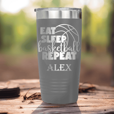 Grey Basketball Tumbler With Lifes Cycle Hoops Passion Design