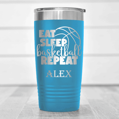 Light Blue Basketball Tumbler With Lifes Cycle Hoops Passion Design