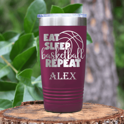Maroon Basketball Tumbler With Lifes Cycle Hoops Passion Design
