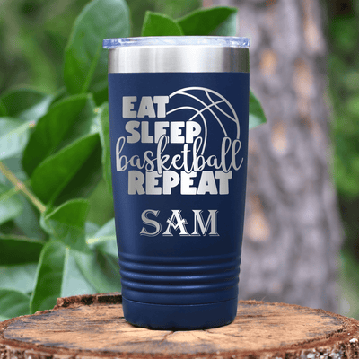 Navy Basketball Tumbler With Lifes Cycle Hoops Passion Design