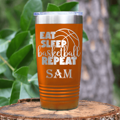 Orange Basketball Tumbler With Lifes Cycle Hoops Passion Design