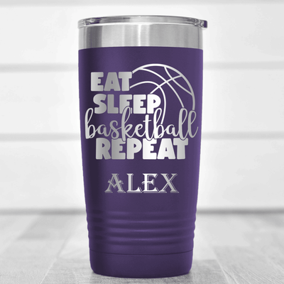 Purple Basketball Tumbler With Lifes Cycle Hoops Passion Design
