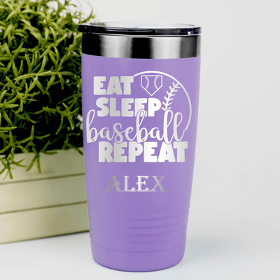 Light Purple Baseball Tumbler With Lifes Rythm Baseball Design