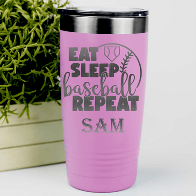 Pink Baseball Tumbler With Lifes Rythm Baseball Design