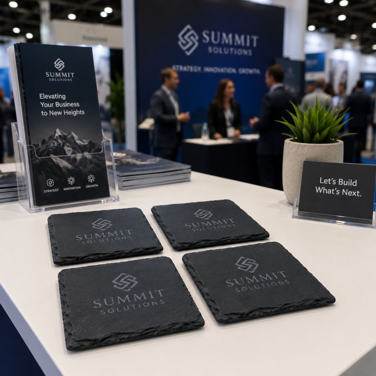 Custom Logo Slate Coaster Set