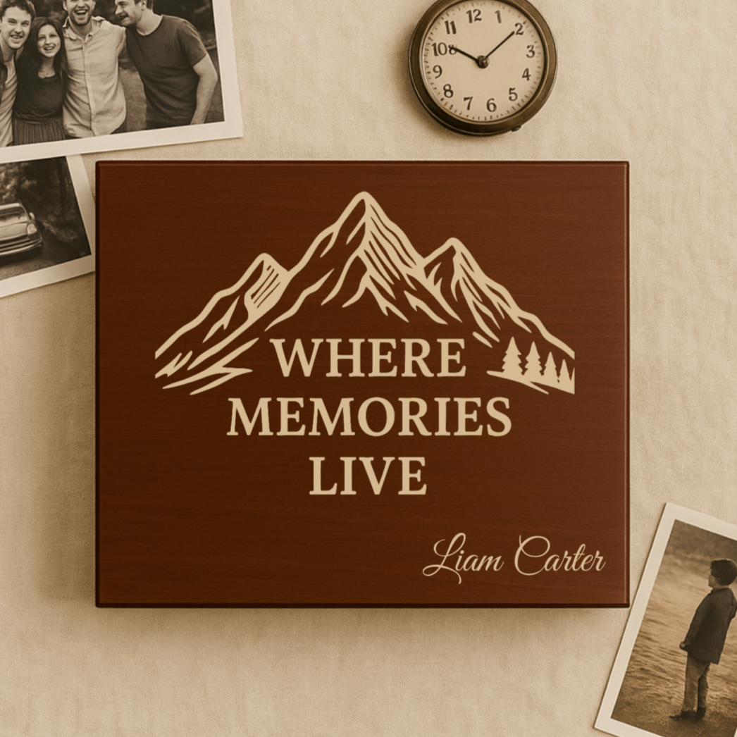 Wooden Memory Keepsake Box with Custom Engraving – Personalized Gift for Men