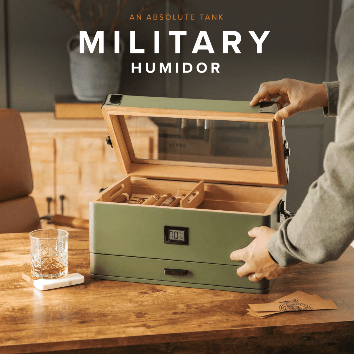 Unique Personalized Military Glass Top Humidor Customized Humidor Gifts for Men by Groovy Guy