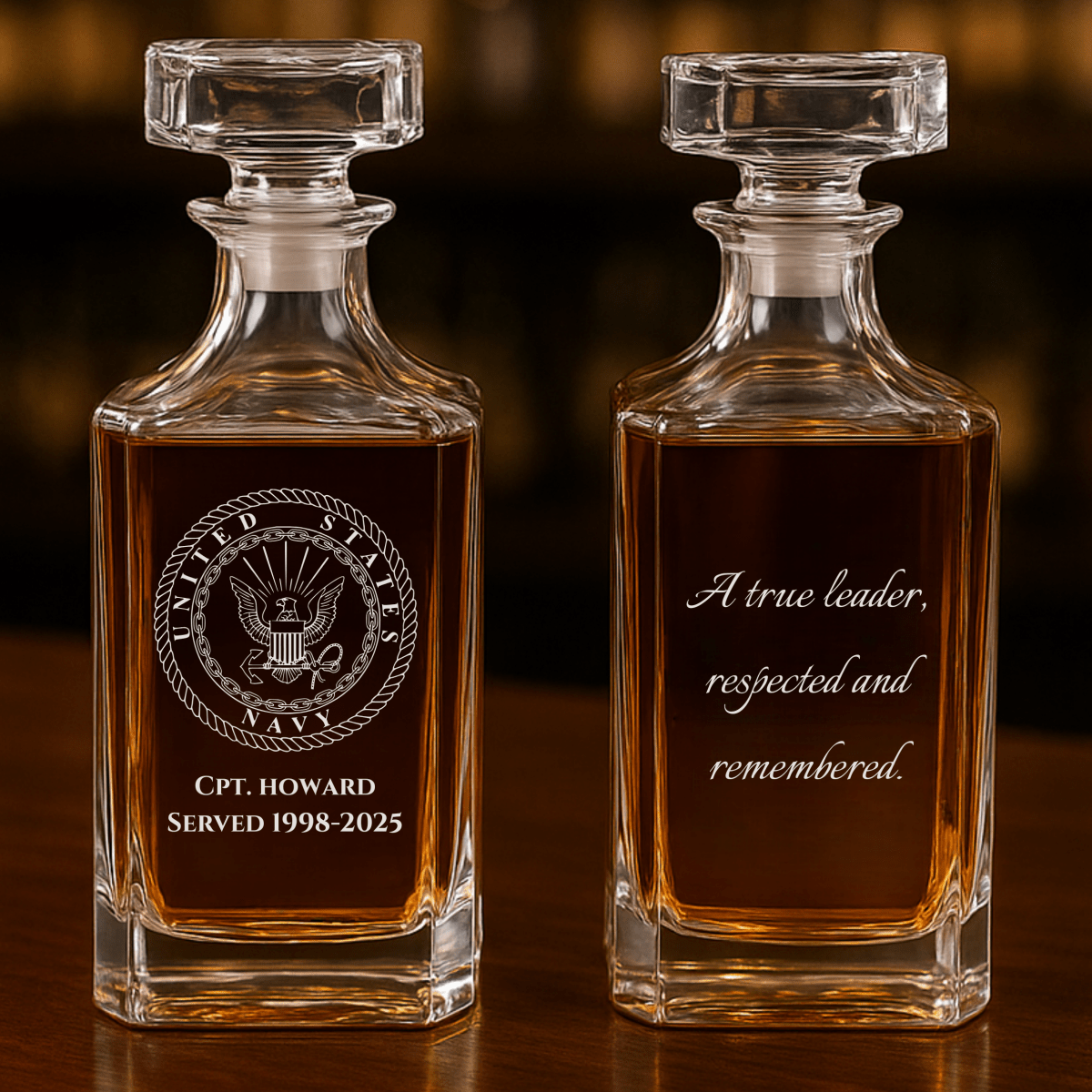 Unique Personalized Navy Retirement Decanter Customized Retirement Gifts for Men by Groovy Guy