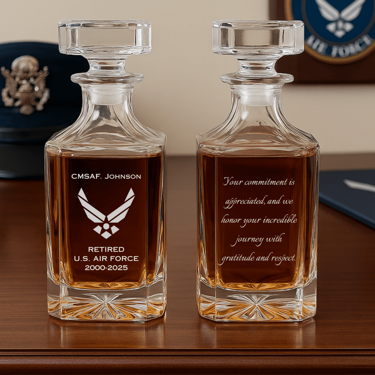Unique Personalized Airforce Retirement Decanter Customized Retirement Gifts for Men by Groovy Guy