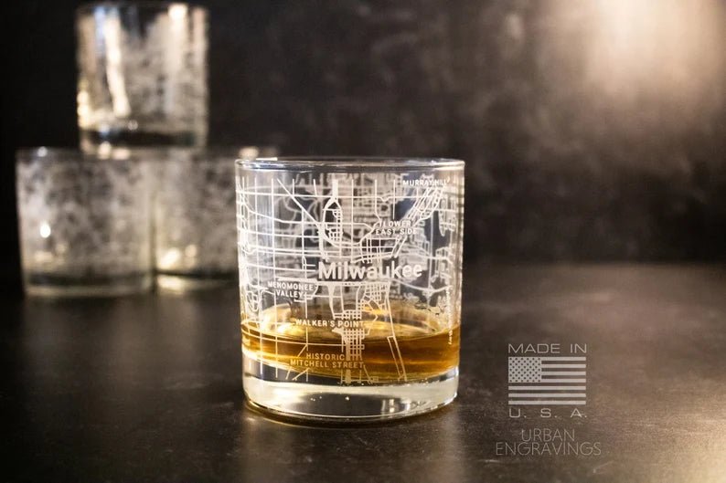 Unique Personalized City Map Rocks Glass Customized Whiskey Glass Gifts for Men by Groovy Guy