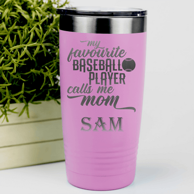 Pink Baseball Tumbler With Moms Mvp On The Diamond Design