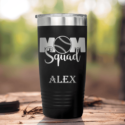 Black Baseball Tumbler With Mothers Of The Mound Design