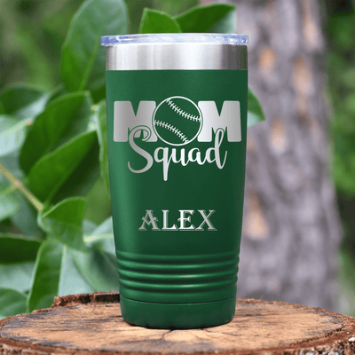 Green Baseball Tumbler With Mothers Of The Mound Design