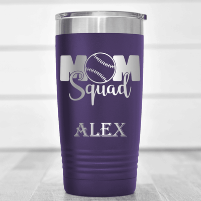 Purple Baseball Tumbler With Mothers Of The Mound Design