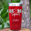 Red Baseball Tumbler With Mothers Of The Mound Design