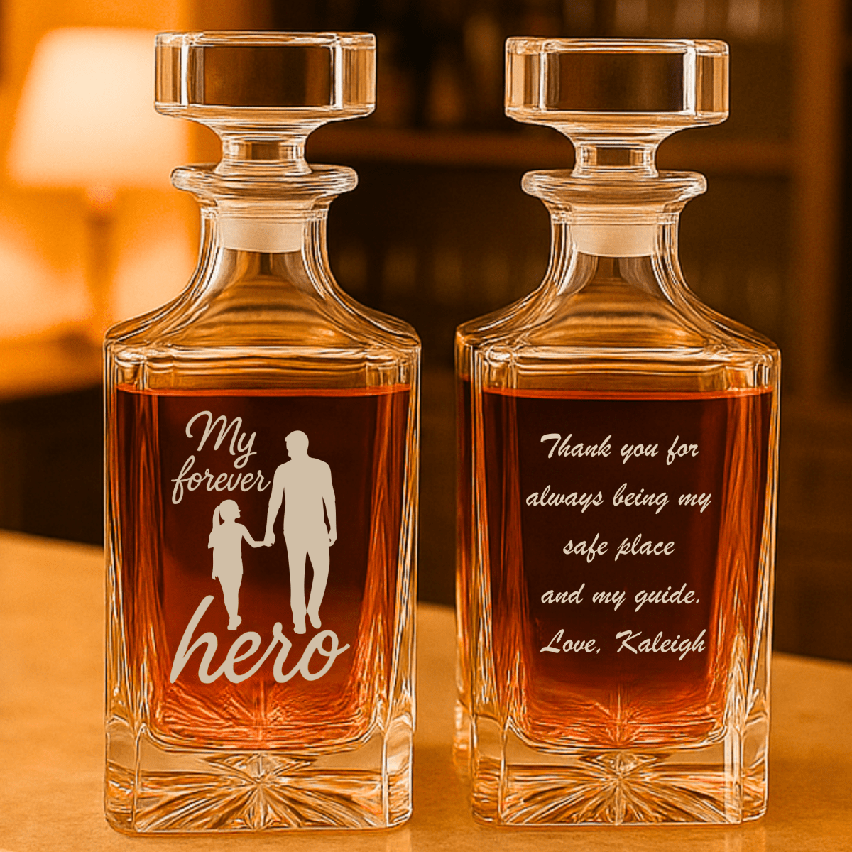 Unique Personalized Father & Daughter Keepsake Decanter Customized fathers day Gifts for Men by Groovy Guy