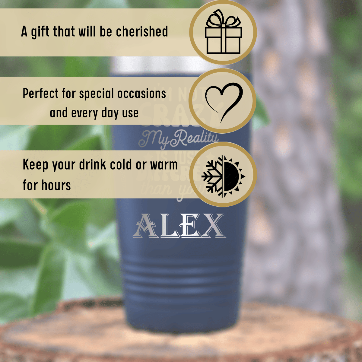 Unique Personalized My Reality Is Different Tumbler Customized Funny Tumblers Gifts for Men by Groovy Guy