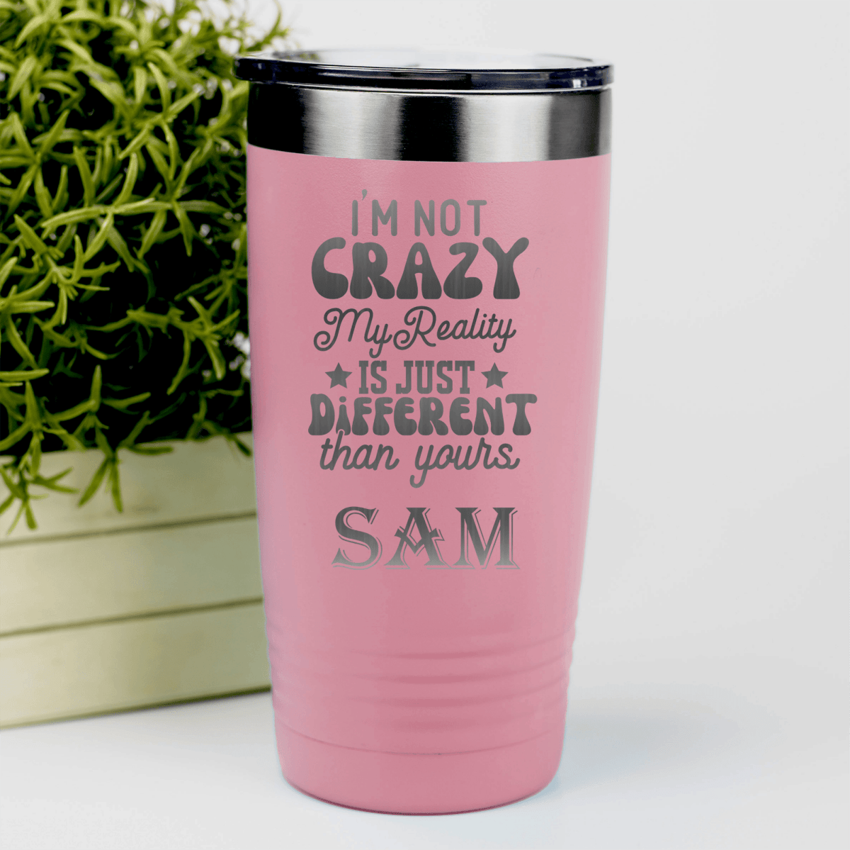 Salmon Funny Tumbler With My Reality Is Different Design