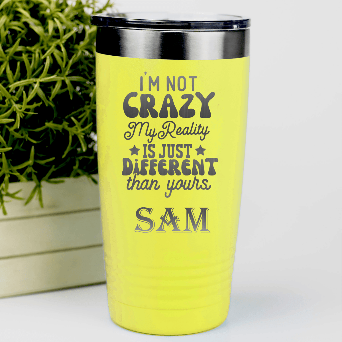 Yellow Funny Tumbler With My Reality Is Different Design