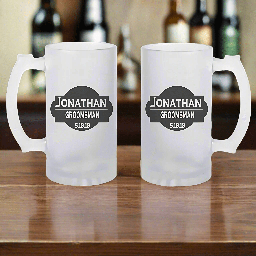 Unique Personalized Wedding Party Beer Steins Customized Gifts for Men by Groovy Guy