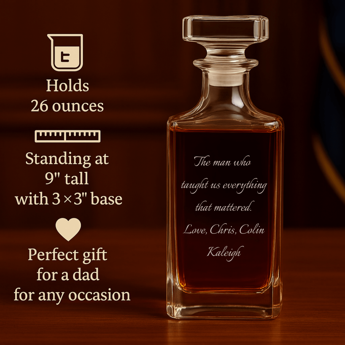 Unique Personalized Dad’s Keepsake Decanter Customized Fathers Day Gifts for Men by Groovy Guy