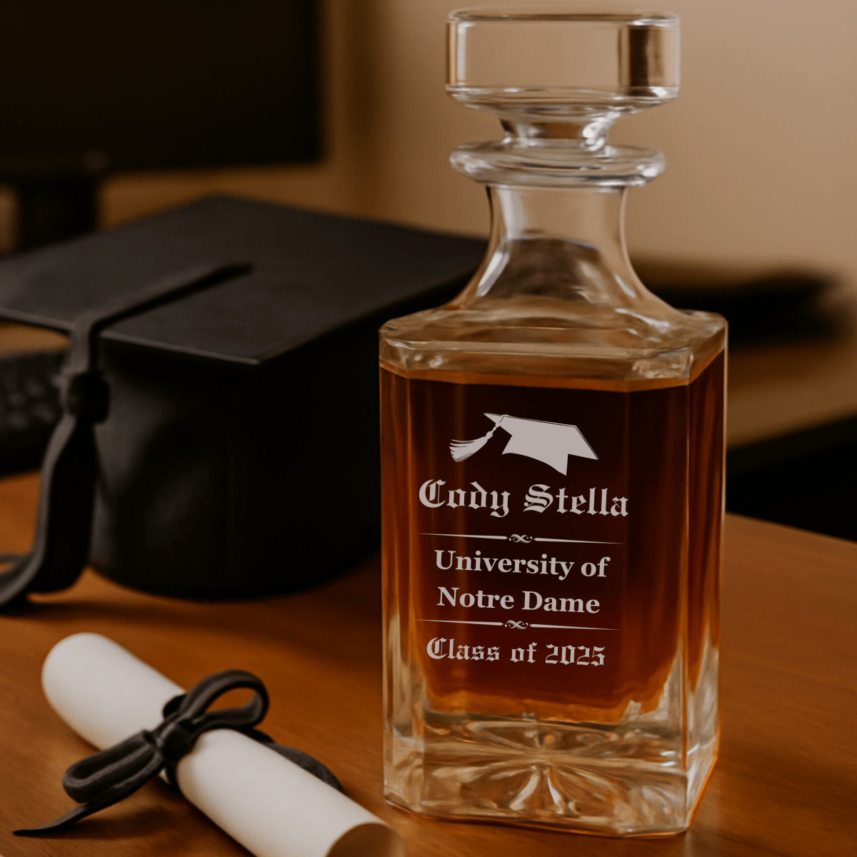 Unique Personalized College Graduation Decanter Customized graduation gifts for him Gifts for Men by Groovy Guy