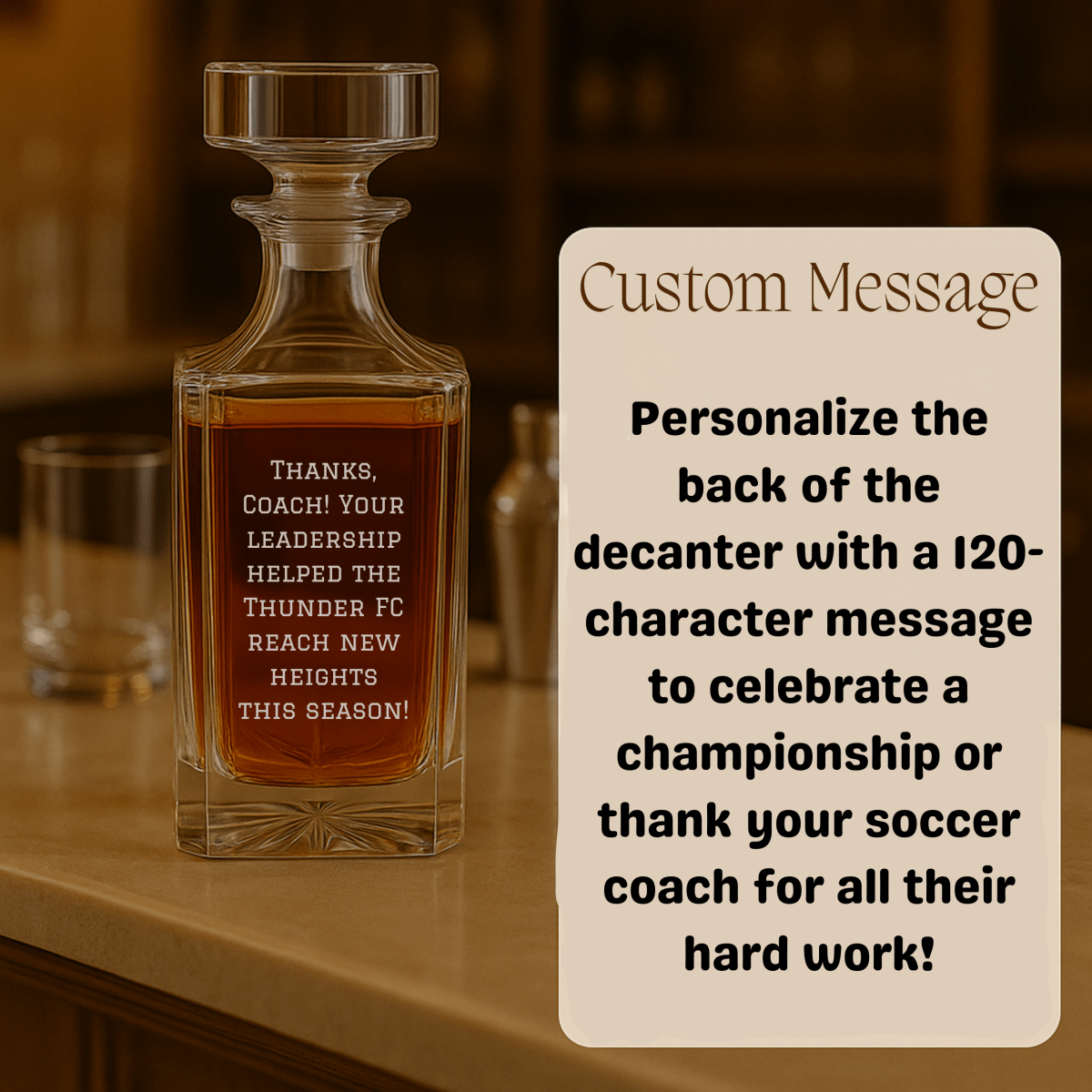Unique Personalized Personalized Soccer Coach Decanter Customized Soccer Gifts for Men by Groovy Guy