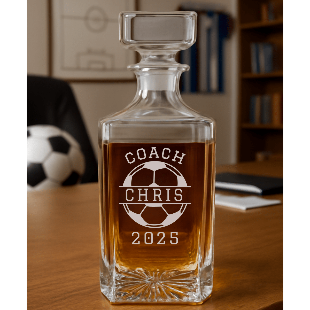 Unique Personalized Personalized Soccer Coach Decanter Customized Soccer Gifts for Men by Groovy Guy