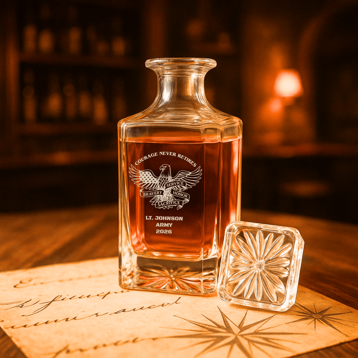 Unique Personalized Military Whiskey Decanter Customized Decanter Set Gifts for Men by Groovy Guy