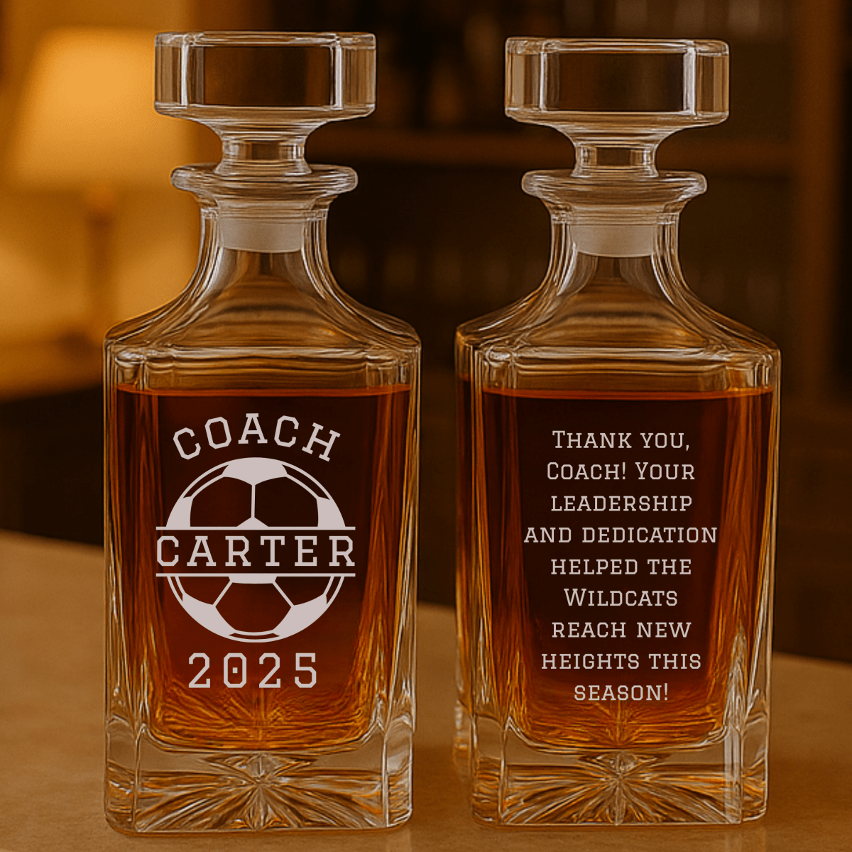 Unique Personalized Personalized Soccer Coach Decanter Customized Soccer Gifts for Men by Groovy Guy