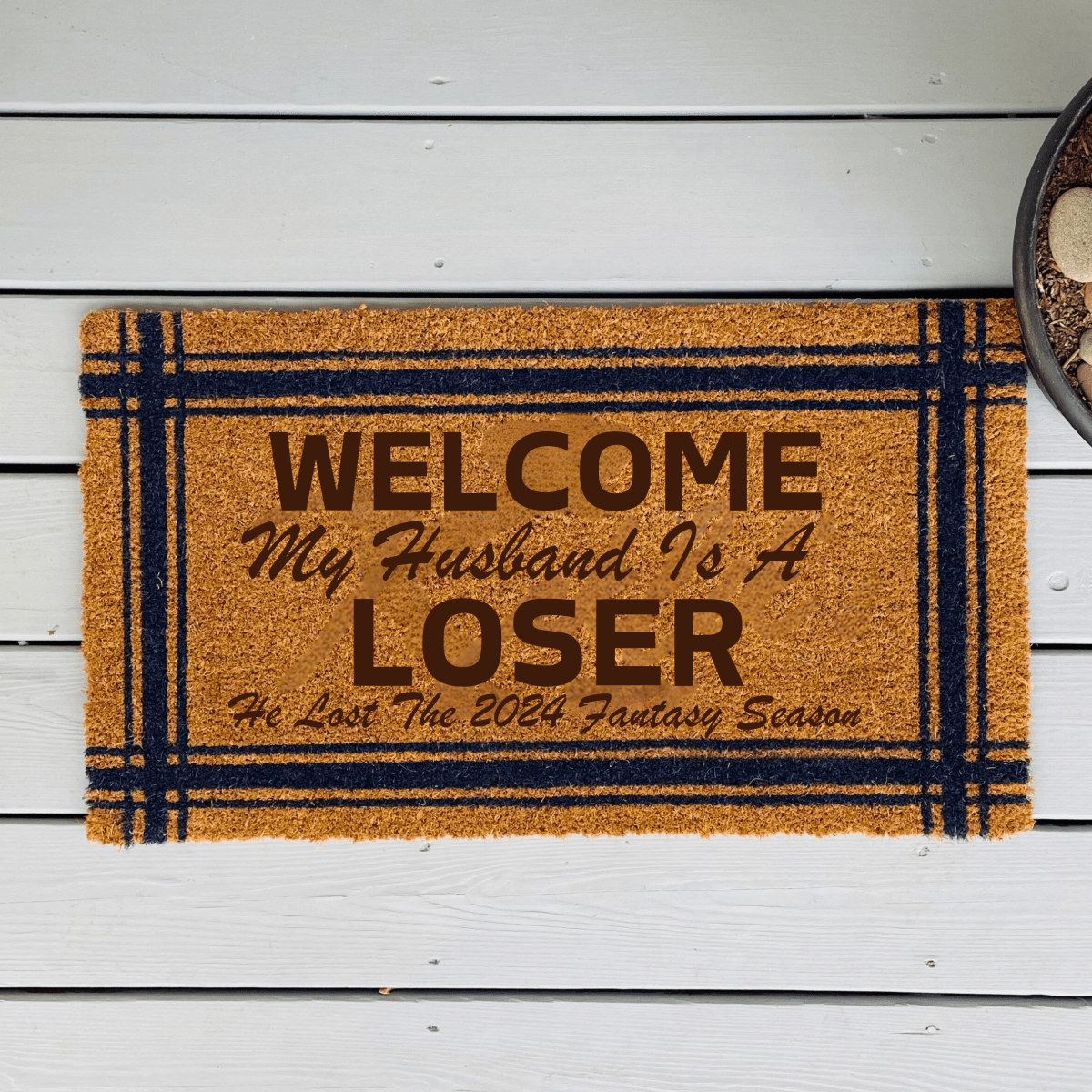 Unique Personalized Fantasy Football Door Mat Customized Gifts for Men by Groovy Guy